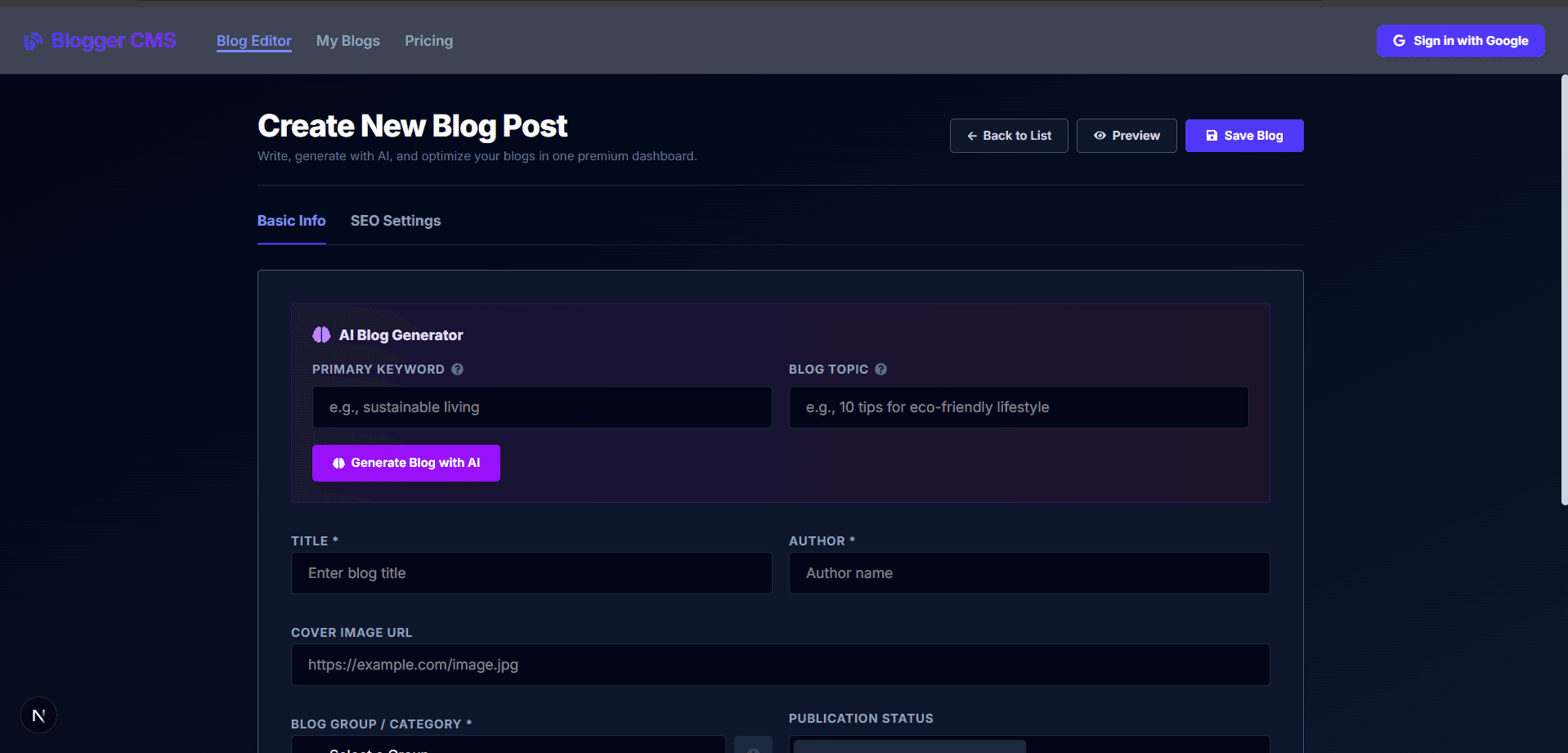 Blogger CMS